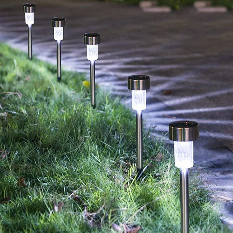 Warm White Solar Light Stainless Steel LED Landscape Lighting Powered Outdoor Solar Garden Lights For Pathway