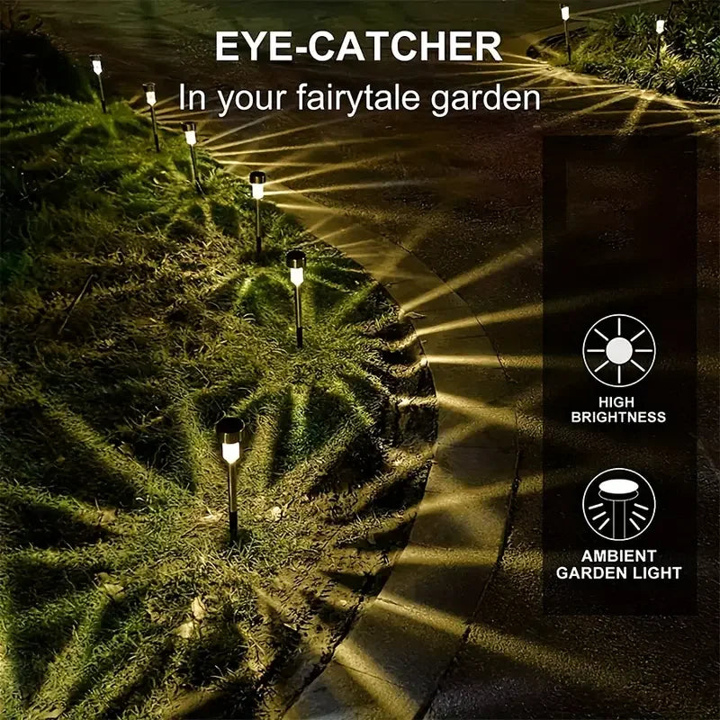 Warm White Solar Light Stainless Steel LED Landscape Lighting Powered Outdoor Solar Garden Lights For Pathway