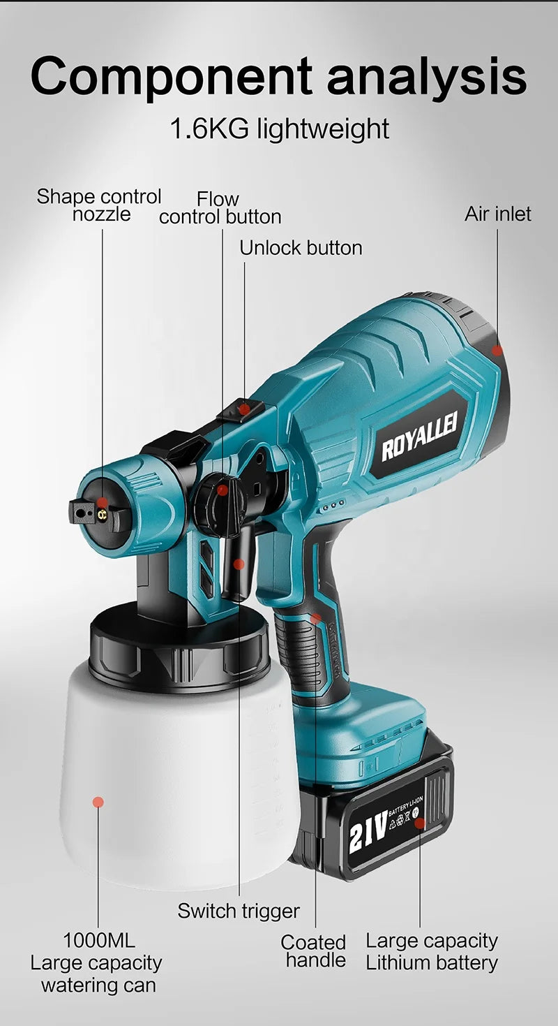 21V Portable Lithium Battery Paint Spray Machine Cordless Household Mini Power paint Spray Gun