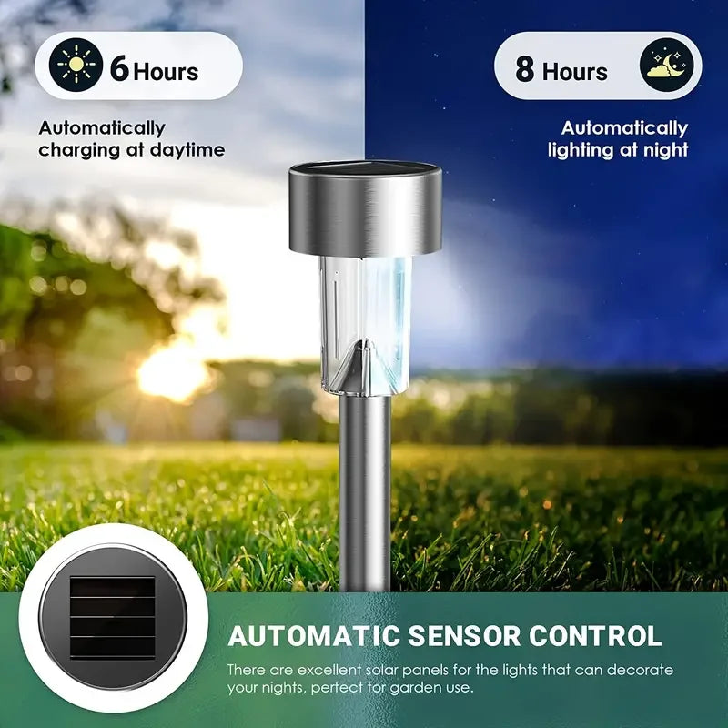 Warm White Solar Light Stainless Steel LED Landscape Lighting Powered Outdoor Solar Garden Lights For Pathway
