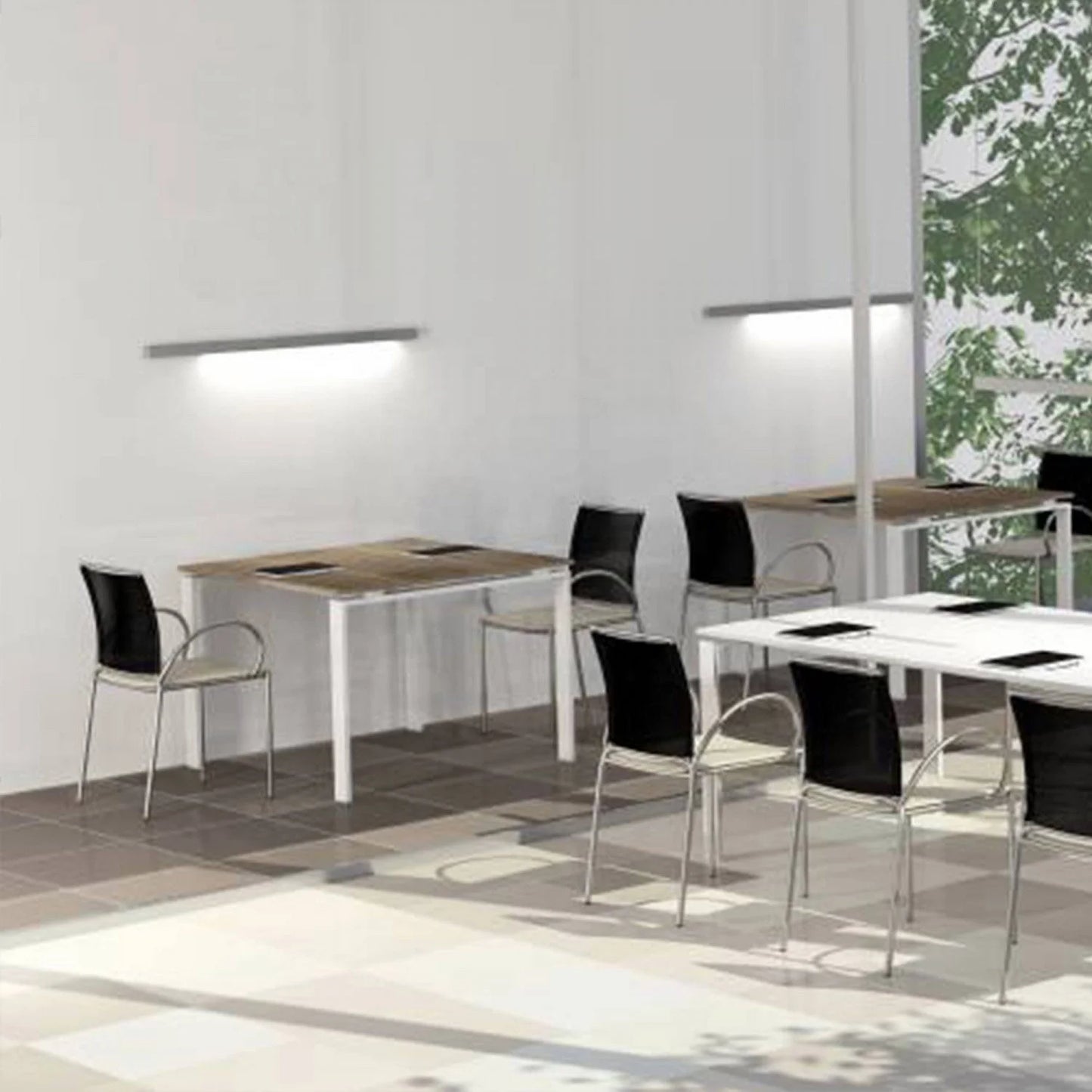 High Quality Square Meeting Table Cable Management Chrome 4/6 Seats Italy Design Office Office Furniture