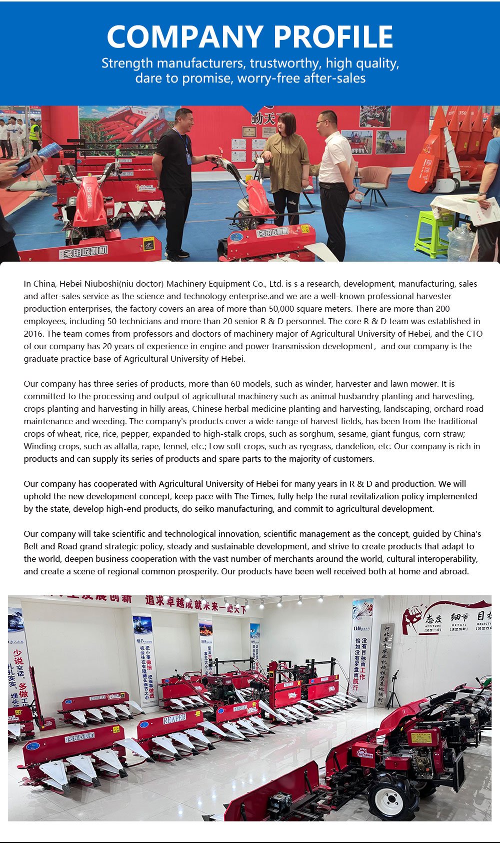 Trailblazer Factory Cheap Price mini tractor reaper self walking propelled automatic cutter machine for rice wheat corn