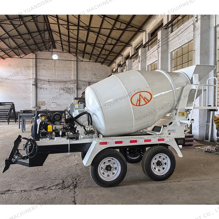 2 Cubic Yards Small Concrete Cement Mixing Drum Mixers Trucks Automatic Loading 1.5CBM Concrete Mixer Trailer For Sale