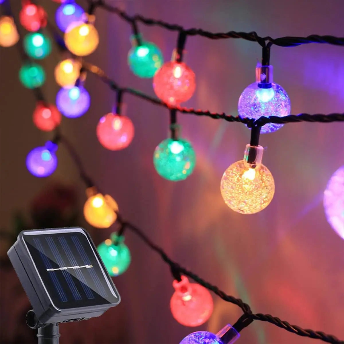 New Solar String Lights 20/100/200LED Crystal Ball Lights Suitable for Outdoor Garden Backyard Christmas Party Decoration