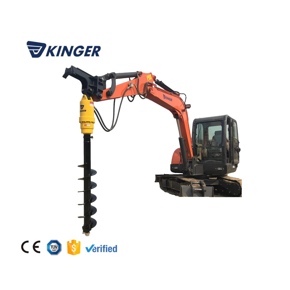 Mini excavator skid steer backhoe loader attachments hydraulic earth auger drilling for ground hole drilling