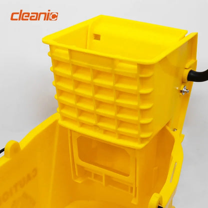 Hotel hospital janitorial supplies industrial mop bucket with side press wringer and wheels for floor cleaning