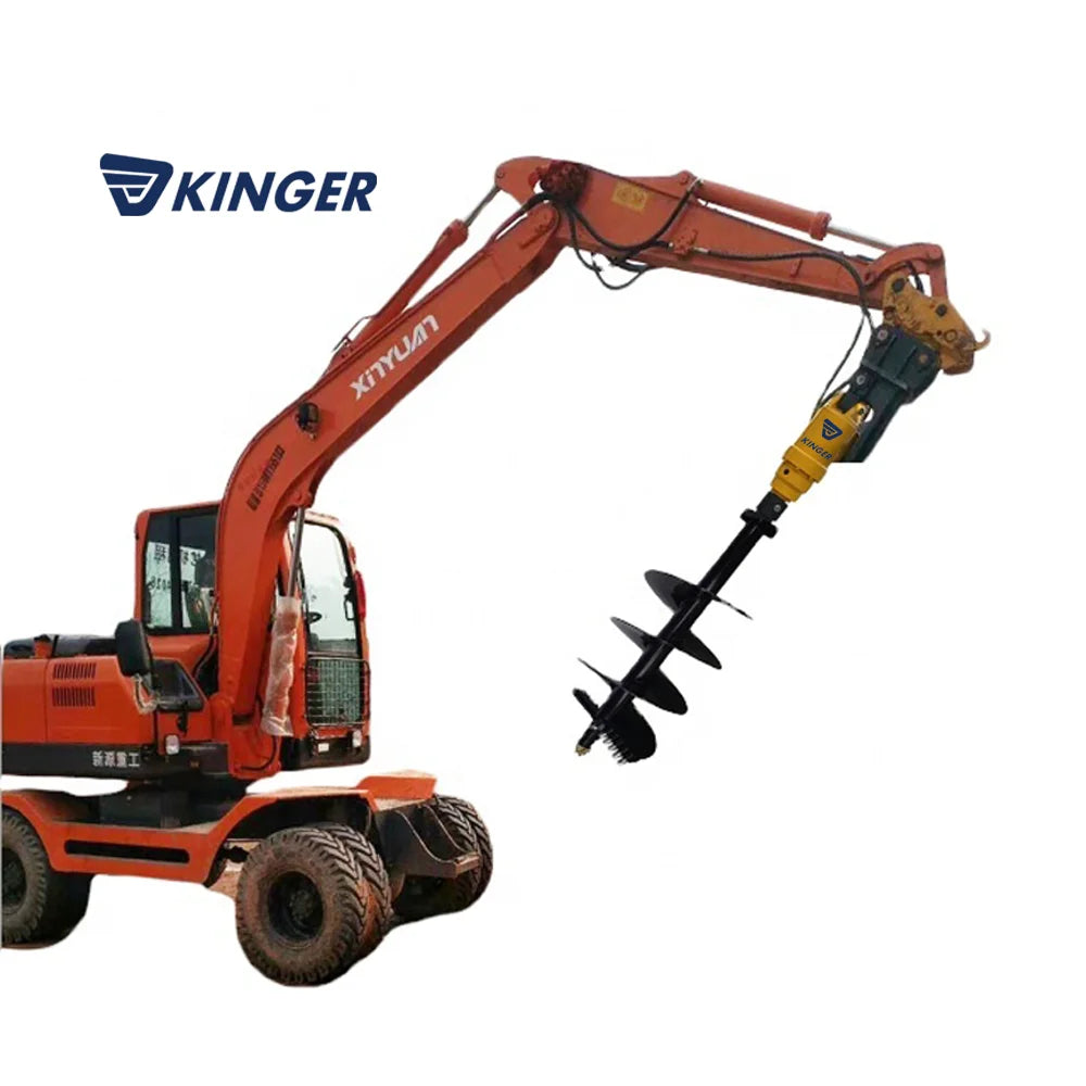 Mini excavator skid steer backhoe loader attachments hydraulic earth auger drilling for ground hole drilling