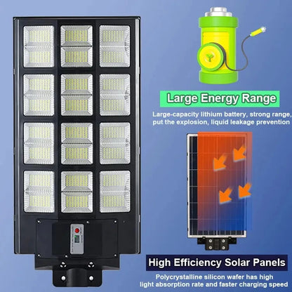 1200W 1500W 2000W Solar Street Lamp Ultra-high Power Outdoor ABS PC Large Capacity Battery All In One Solar LED Street Light