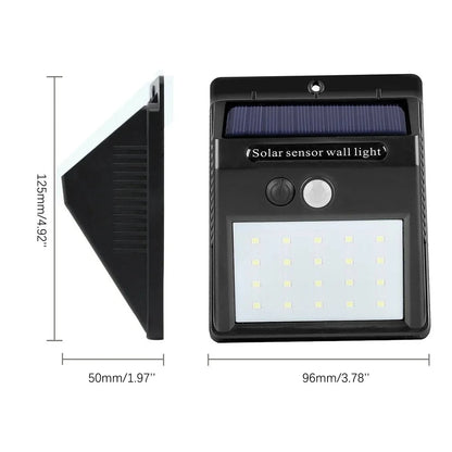 20 LED Solar Motion Sensor Wall Light 1 Mode Simple Operation Wireless Security IP64 Waterproof Light For Front Door Backyard