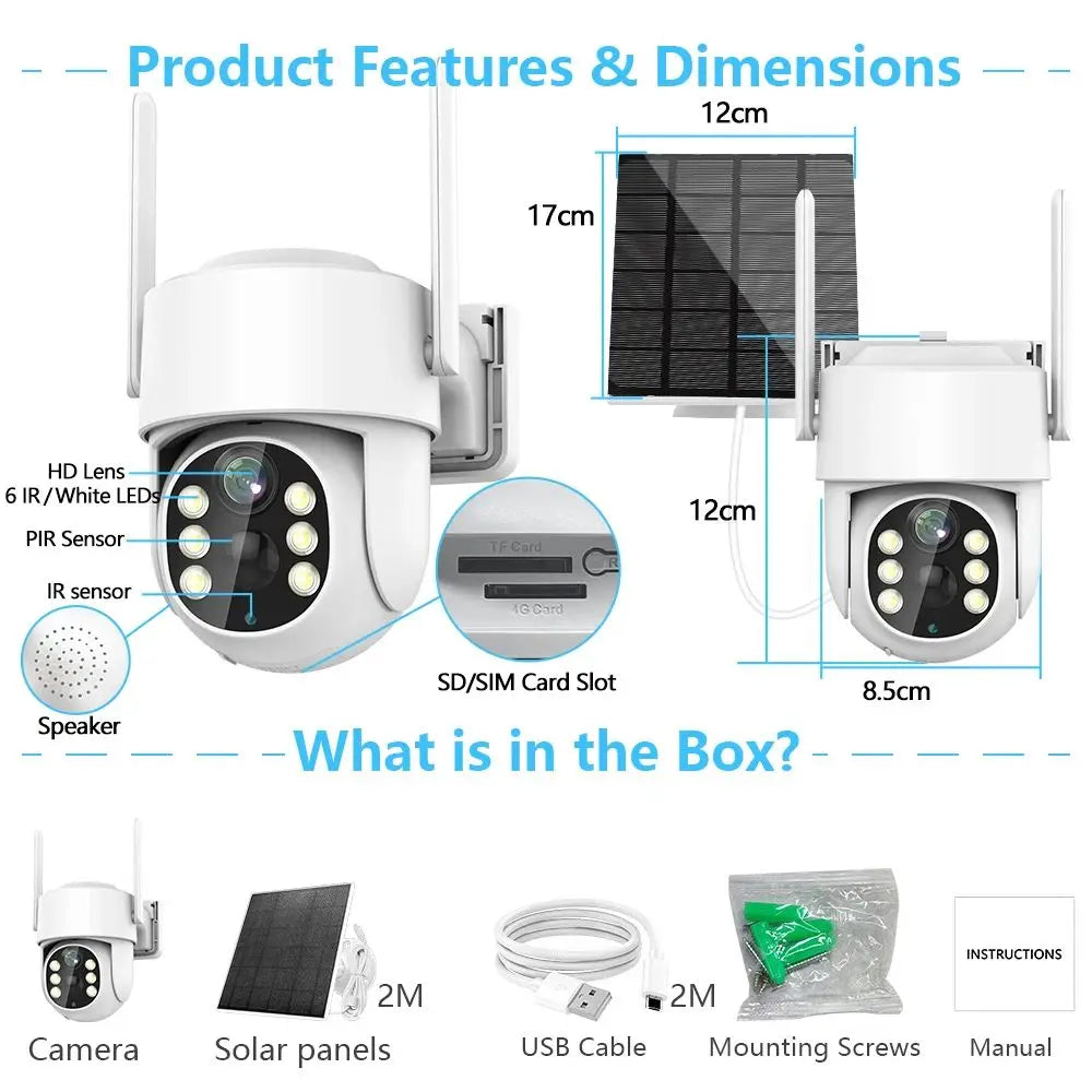 Icsee Outdoor Home 360 Ptz 4mp Solar Camera Wireless Battery Solar Powered Security Alarm Surveillance 4mp 4g Wifi Solar Camera