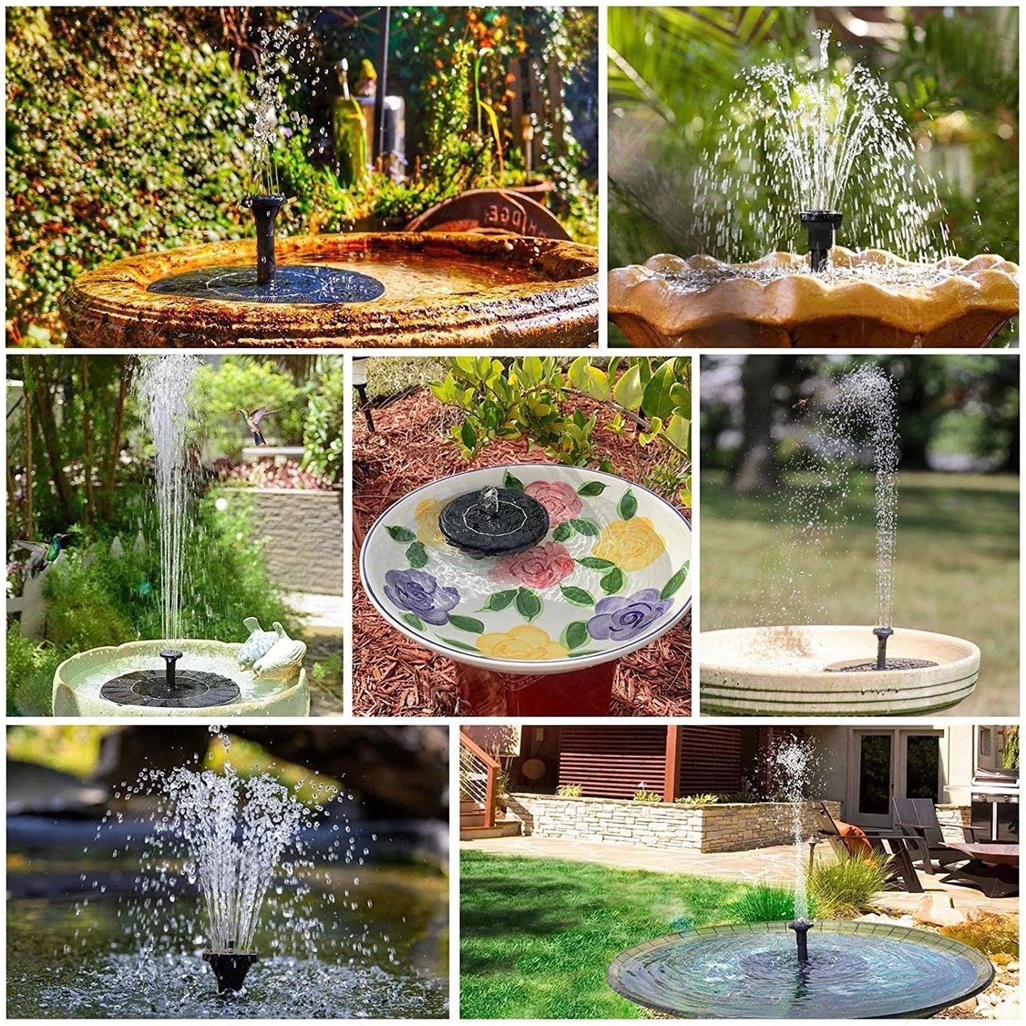 Solar Fountain, Solar Powered Bird Bath Fountain Pump 1.4W Solar Panel Kit Water Pump,Outdoor Watering Submersible Pump for Pond