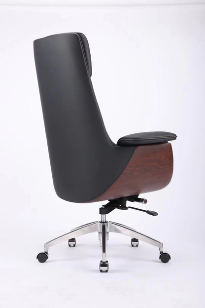 popular pod office chair clean design with beige ergonomic seat and top grain leather