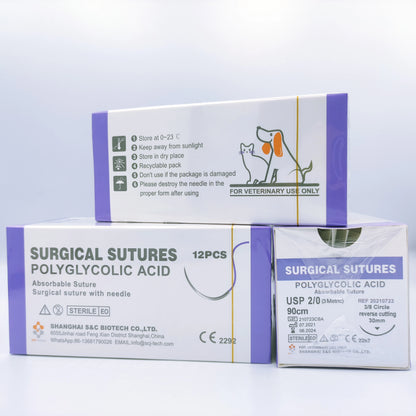 Veterinary suture with needle Pet Suture kit PGA/pdo/silk/nylon/catgut Sterile Surgical Suture for Veterinary