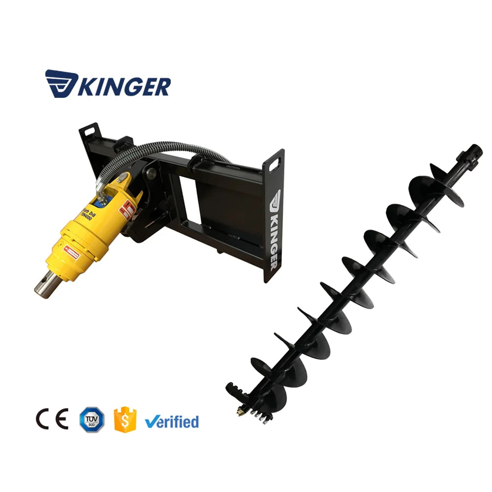 Mini excavator skid steer backhoe loader attachments hydraulic earth auger drilling for ground hole drilling