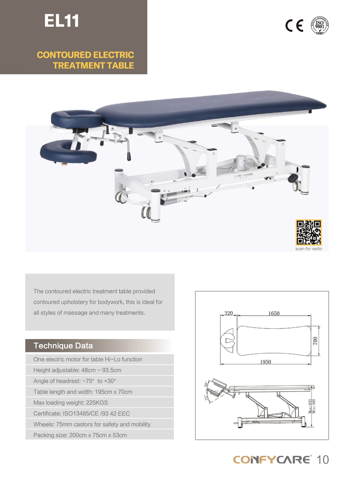 COINFYCARE EL11 advertising adjustable electric physio bed with governmental hospital