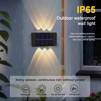 Hot sale IP65 waterproof polysilicon solar panel white light warm light up and down light source solar LED wall lamp hotel