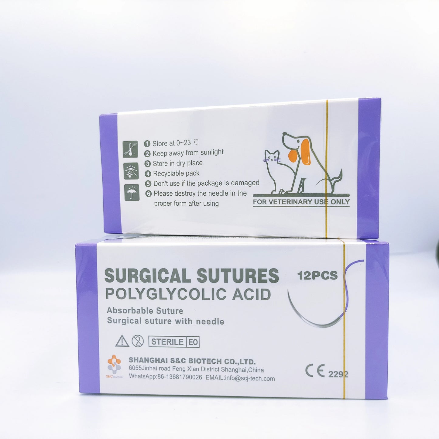 Veterinary suture with needle Pet Suture kit PGA/pdo/silk/nylon/catgut Sterile Surgical Suture for Veterinary