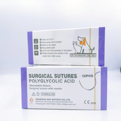 Veterinary suture with needle Pet Suture kit PGA/pdo/silk/nylon/catgut Sterile Surgical Suture for Veterinary