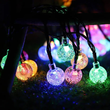 New Solar String Lights 20/100/200LED Crystal Ball Lights Suitable for Outdoor Garden Backyard Christmas Party Decoration