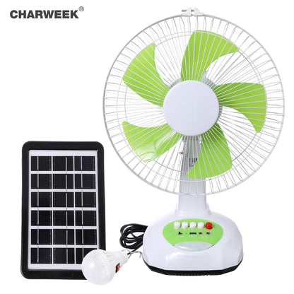 12 inch green solar fan energy conservation solar rechargeable fan solar fan with solar panel