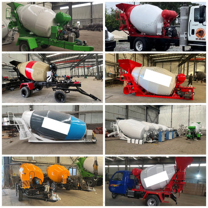 2 Cubic Yards Small Concrete Cement Mixing Drum Mixers Trucks Automatic Loading 1.5CBM Concrete Mixer Trailer For Sale