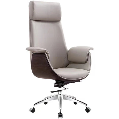 popular pod office chair clean design with beige ergonomic seat and top grain leather