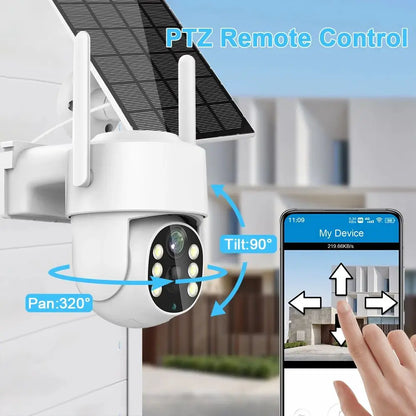 Icsee Outdoor Home 360 Ptz 4mp Solar Camera Wireless Battery Solar Powered Security Alarm Surveillance 4mp 4g Wifi Solar Camera