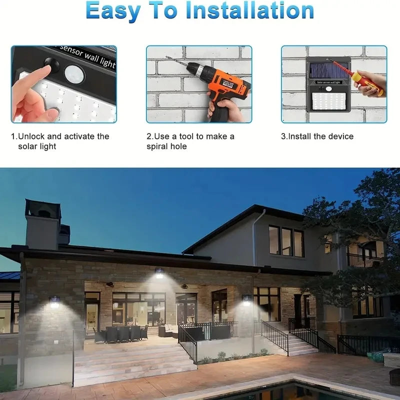 20 LED Solar Motion Sensor Wall Light 1 Mode Simple Operation Wireless Security IP64 Waterproof Light For Front Door Backyard