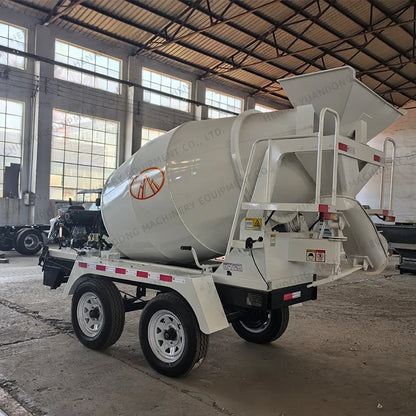 2 Cubic Yards Small Concrete Cement Mixing Drum Mixers Trucks Automatic Loading 1.5CBM Concrete Mixer Trailer For Sale