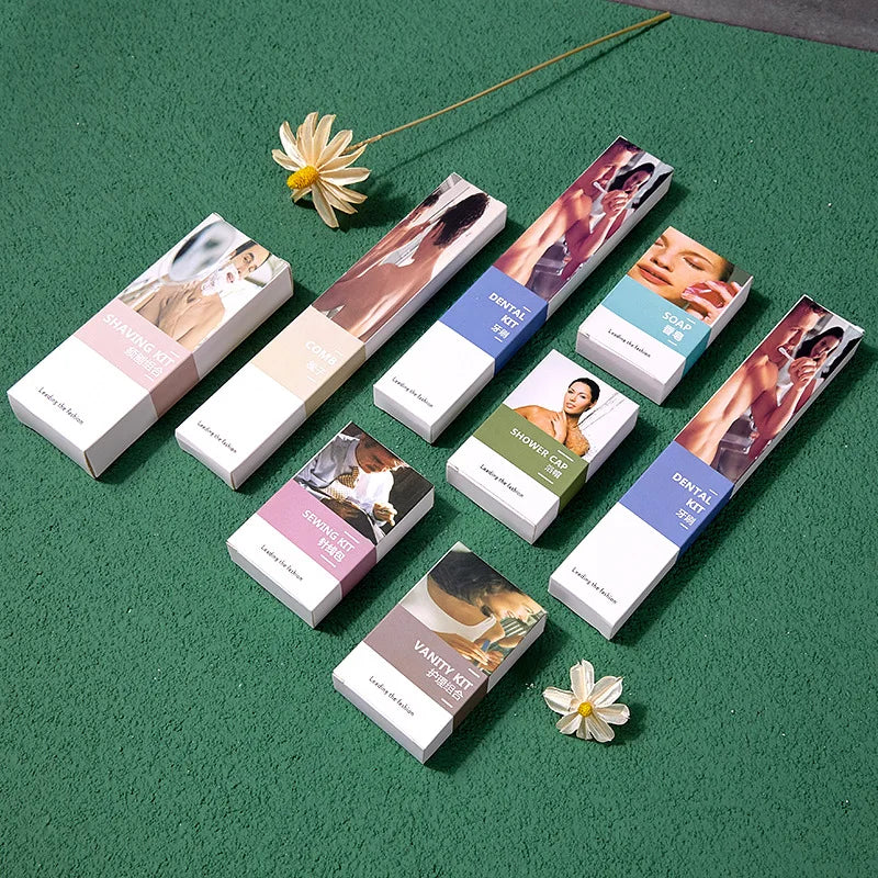 Wholesale 5 star hotel guest room supplies amenities custom private label disposable hotel toiletries set