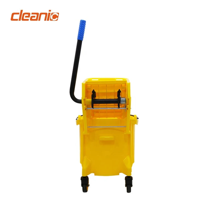 Hotel hospital janitorial supplies industrial mop bucket with side press wringer and wheels for floor cleaning