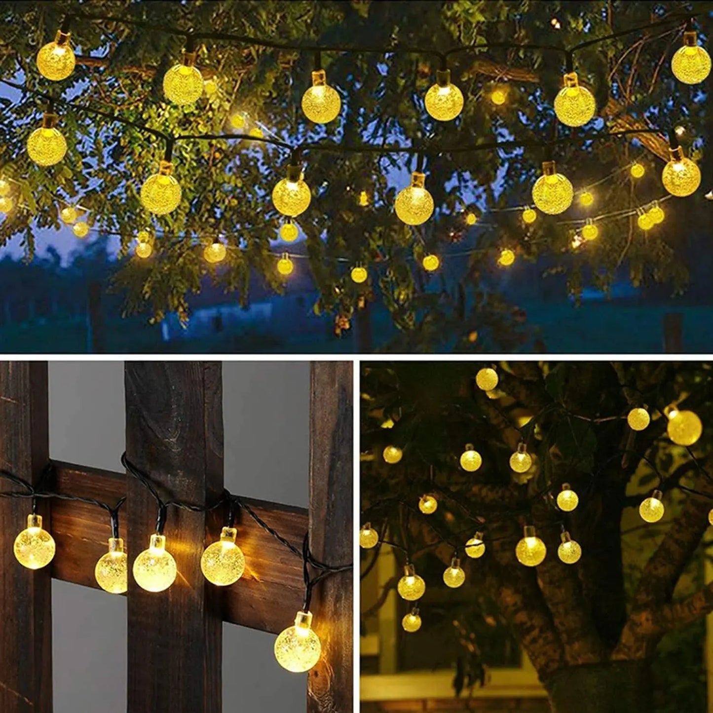 New Solar String Lights 20/100/200LED Crystal Ball Lights Suitable for Outdoor Garden Backyard Christmas Party Decoration