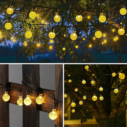 New Solar String Lights 20/100/200LED Crystal Ball Lights Suitable for Outdoor Garden Backyard Christmas Party Decoration