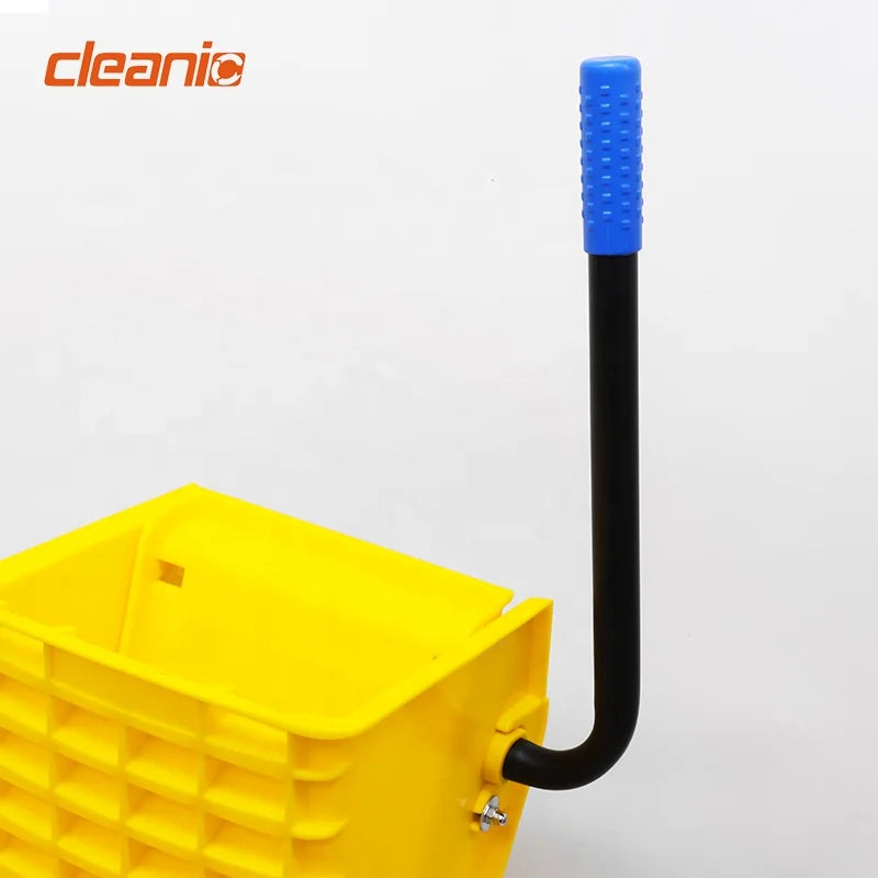 Hotel hospital janitorial supplies industrial mop bucket with side press wringer and wheels for floor cleaning