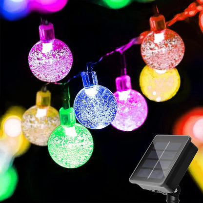 New Solar String Lights 20/100/200LED Crystal Ball Lights Suitable for Outdoor Garden Backyard Christmas Party Decoration