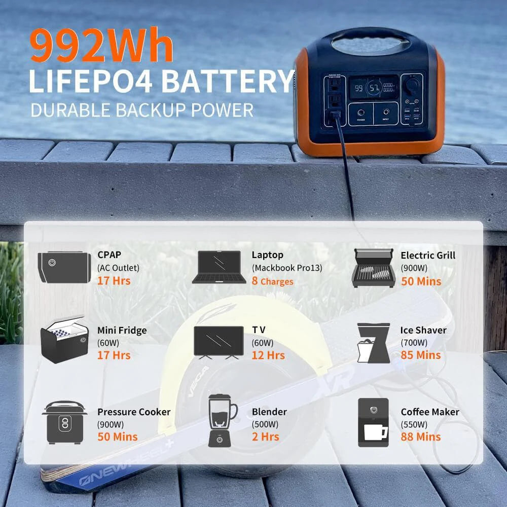 1200W output outdoor energy lifepo4 battery tragbare kraftwerk powerstation portable 1000w power station solar generator