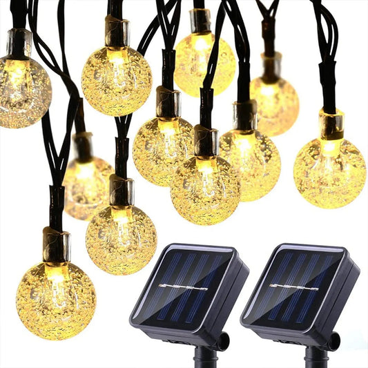 New Solar String Lights 20/100/200LED Crystal Ball Lights Suitable for Outdoor Garden Backyard Christmas Party Decoration