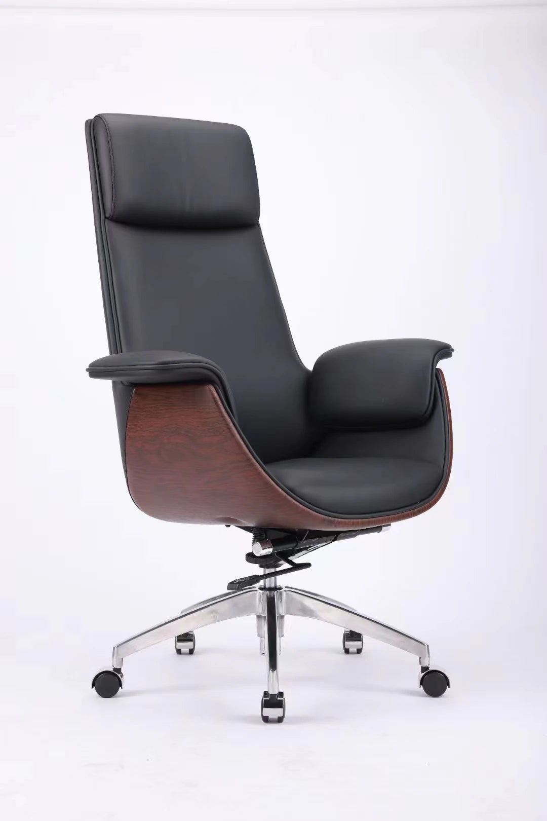 popular pod office chair clean design with beige ergonomic seat and top grain leather