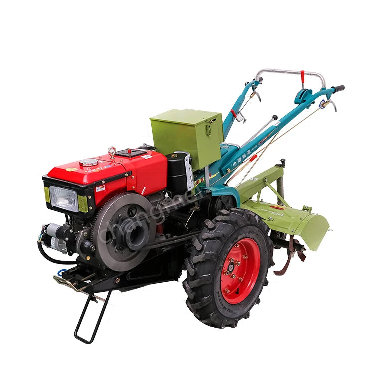 cheap price 12hp china diesel two wheel hand walking tractor with rotary tiller farm machinery 13hp walking tractor