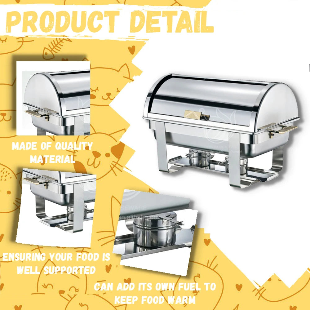 5-star Hotel Supply 9L Stainless Steel Catering Restaurant Buffet Equipment Chafing Dish For Hotel Kitchen Restaurant