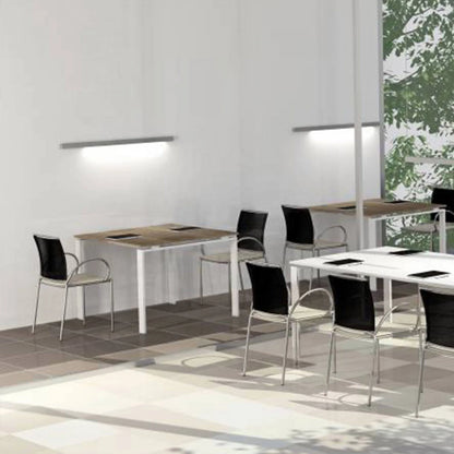 High Quality Square Meeting Table Cable Management Chrome 4/6 Seats Italy Design Office Office Furniture