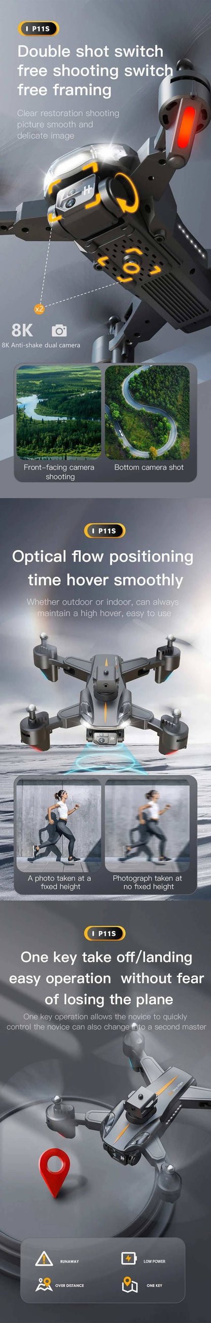 New P11S Max Drone 8K Professional High Definition Aerial Photography Dual Camera Omnidirectional Obstacle Avoidance Quadrotor