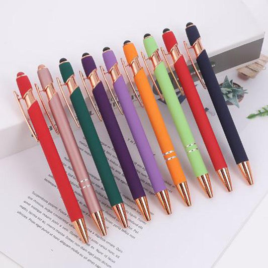 Golden Rose Stylus Ball Pen Soft Touch Rubber Pen With Customized Logo Printing