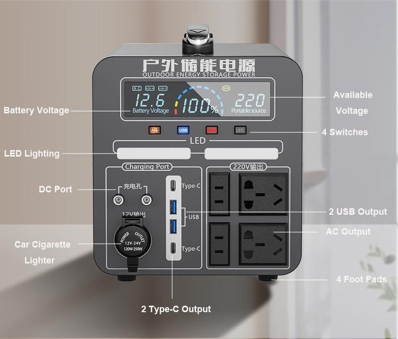 Outdoor solar generator portable ups power supply station generator system power banks 50000mah capacity