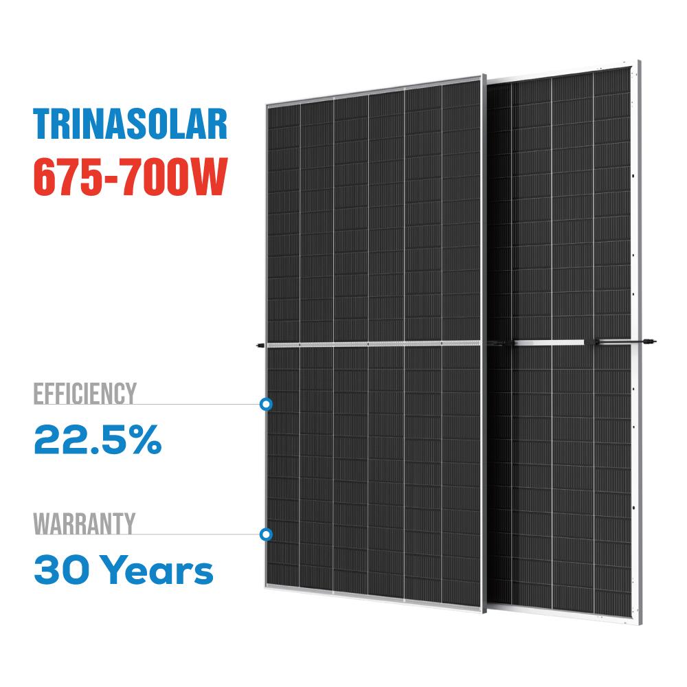 Trina Vertex Panel Solar N Type 600W 650W 670W 700W Bifacial Solar Panels Half Cut Panneau Solaire Trina