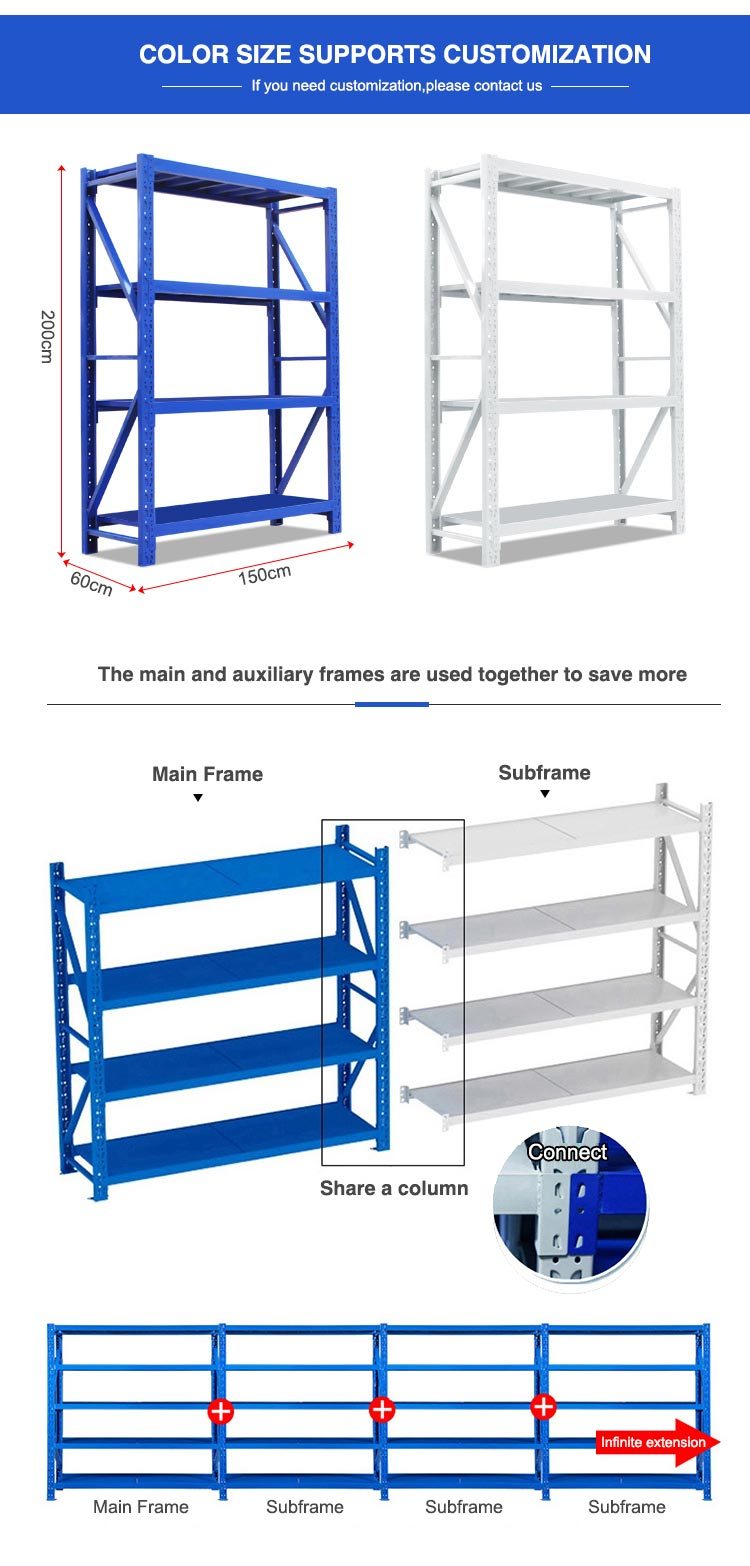 Morgie steel racks with Adjustable Utility Shelves 3 Tie Heavy duty shelving rack for industrial storage