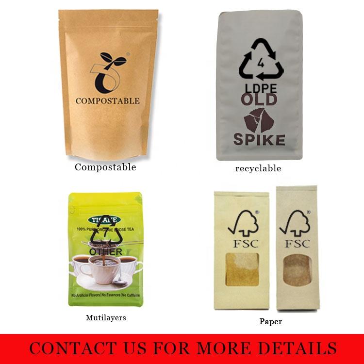 Hot Selling Eco-Friendly Recyclable Coffee Bags Protein Powder Bag Customized Zipper Mylar Stand Up Pouches Packaging For Food