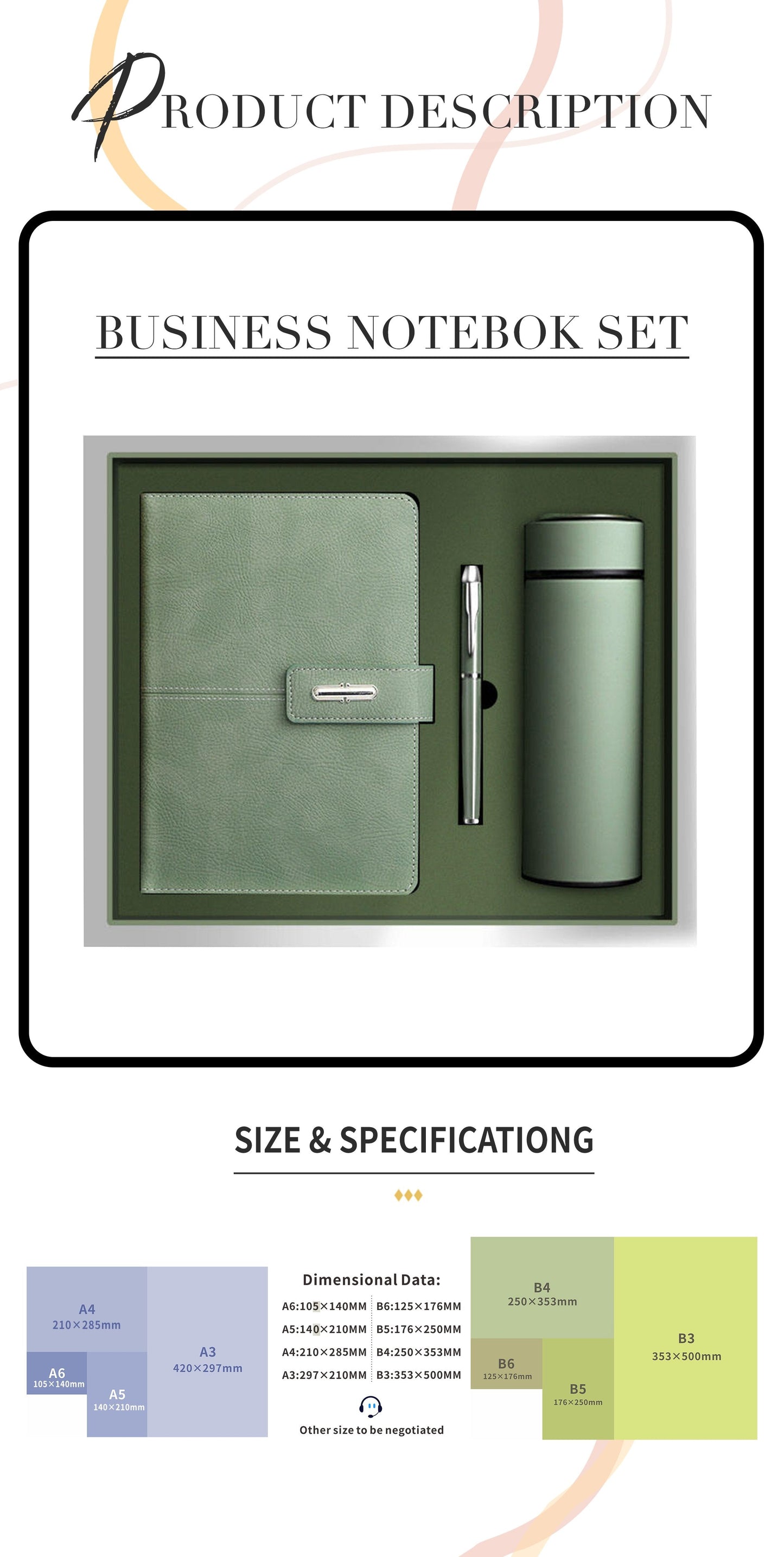 Customizable Notebook Gift Set With Pen And Bottle Notebook Business Gift Thermos Cup luxury notebook gift set